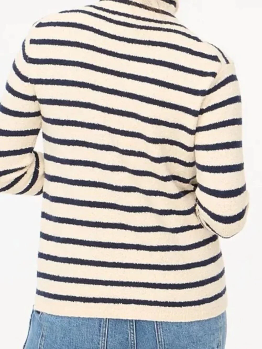 J. Crew Navy & White/Cream Striped Cozy Rollneck Pullover Sweater
